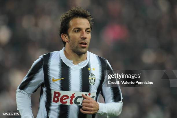 Alessandro Del Piero of Juventus FC looks on during the Serie A match between Juventus FC and AC Cesena at Juventus Stadium on December 4, 2011 in...