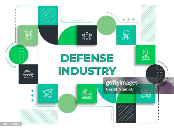 illustrazioni stock, clip art, cartoni animati e icone di tendenza di modello di banner web per l'industria della difesa - department of defense