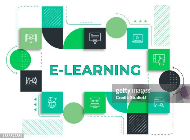 e-learning web banner template - e learning background stock illustrations