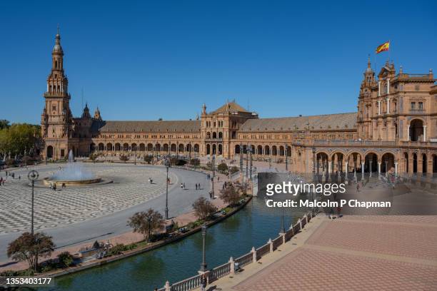 plaza de espana, seville, andalusia, spain - seville stock pictures, royalty-free photos & images