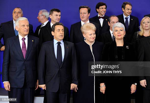 European Parliament President Jerzy Buzek, France President Nicolas Sarkozy, Lithuania President Dalia Grybauskaite, and Croatia Prime Minister...