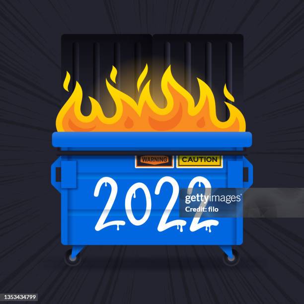 2022 dumpster fire - dumpster fire stock illustrations