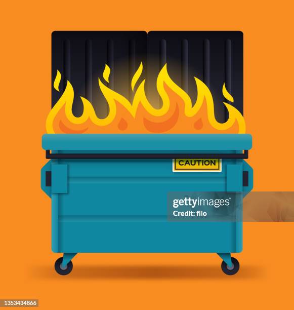 müllcontainer feuer - müllcontainer stock-grafiken, -clipart, -cartoons und -symbole