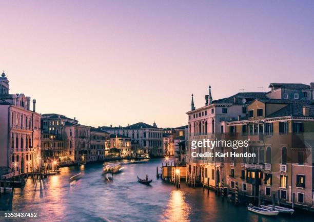 a sunset dusk view of venice - stock photo - venice italy stock pictures, royalty-free photos & images