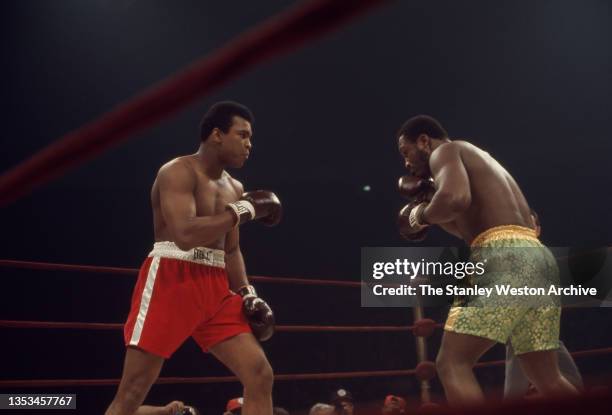 Boxing: WBC/ WBA World Heavyweight Title: Muhammad Ali and Joe Frazier squaring off during their bout at Madison Square Garden. New York, New York,...