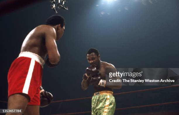 Boxing: WBC/ WBA World Heavyweight Title: Muhammad Ali and Joe Frazier squareing off during their bout at Madison Square Garden. New York, New York,...