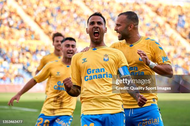 Jonathan Viera of UD Las Palmas celebrate his first goal during the LaLiga Smartbank match between UD Las Palmas and FC Cartagena at Estadio Gran...