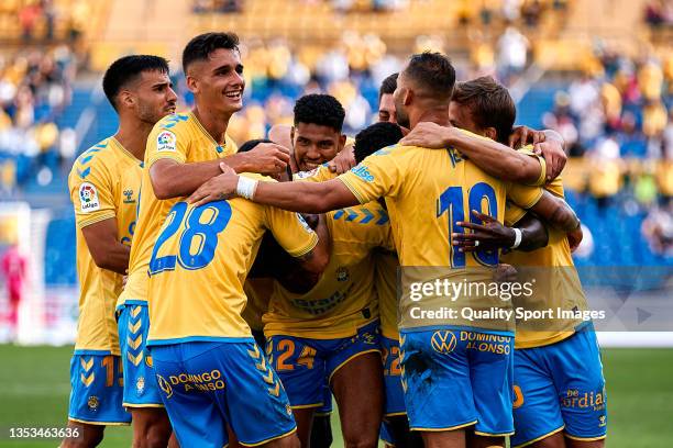 Francisco Crespo Garcia 'Pejino' of UD Las Palmas celebrates the second goal during the LaLiga Smartbank match between UD Las Palmas and FC Cartagena...