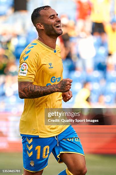 Jese Rodriguez of UD Las Palmas celebrates his first goal during the LaLiga Smartbank match between UD Las Palmas and FC Cartagena at Estadio Gran...