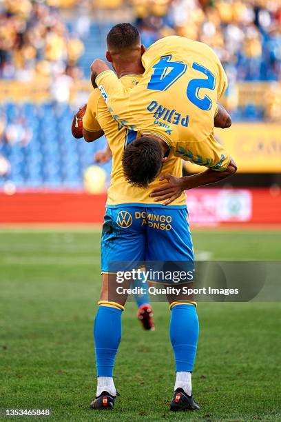 Francisco Crespo Garcia 'Pejino' of UD Las Palmas celebrates the second goal during the LaLiga Smartbank match between UD Las Palmas and FC Cartagena...