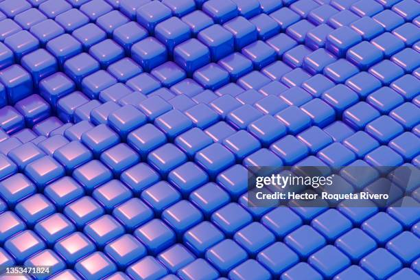 many blue cubes with variation, computer generated 3d illustration - blockchain isometric stock pictures, royalty-free photos & images