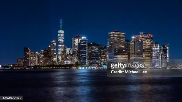 twilight view of lower manhattan from governors island - new york - lower manhattan stock pictures, royalty-free photos & images