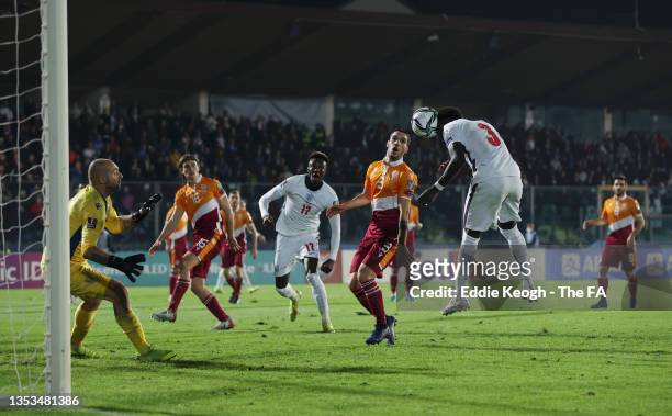 Bukayo Saka of England scores their team's tenth goal during the 2022 FIFA World Cup Qualifier match between San Marino and England at San Marino...