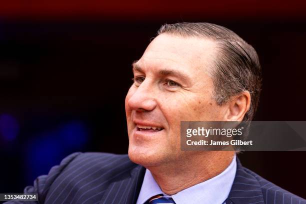 Head coach Dan Mullen of the Florida Gators looks on before the start of a game against the Samford Bulldogs at Ben Hill Griffin Stadium on November...