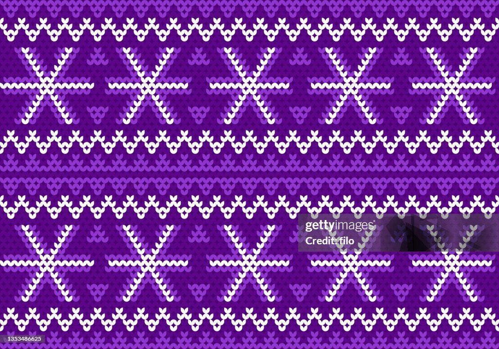 Purple Holiday Snowflake Sweater Knitted Pattern Background