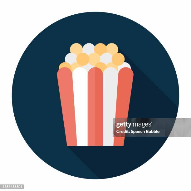 popcorn flat icon - theater box stock illustrations