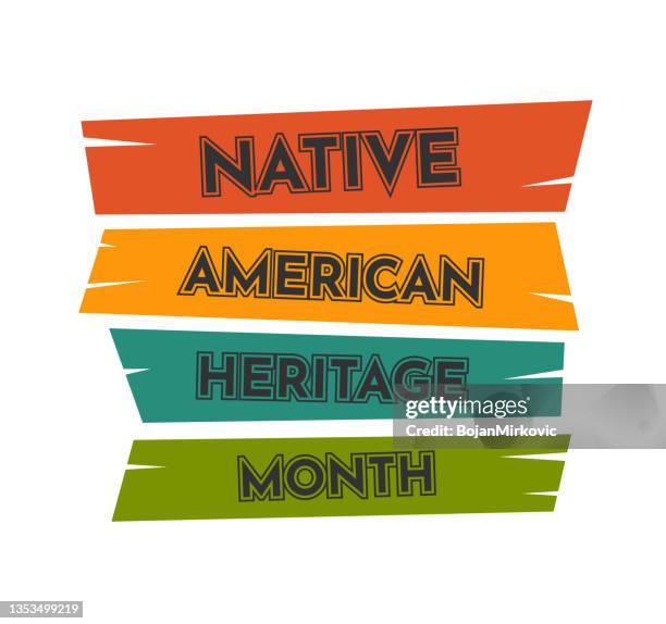 native american heritage monat banner. vektor - nordamerikanisches indianervolk stock-grafiken, -clipart, -cartoons und -symbole