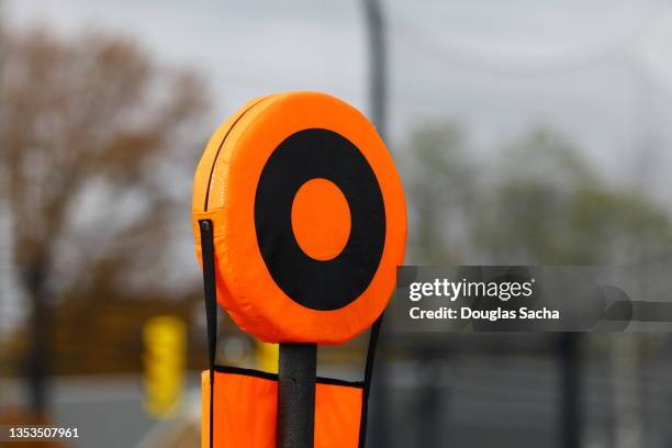 football yard marker, fourth and one - distance marker stock pictures, royalty-free photos & images