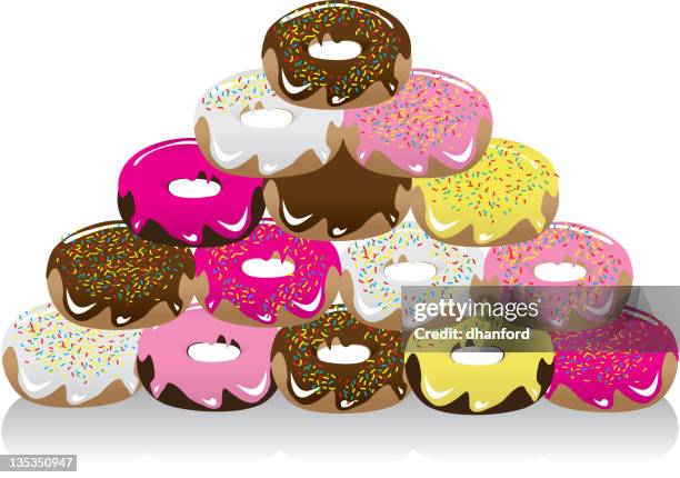 assorted donuts - glazing stock illustrations