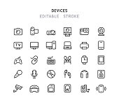 Devices Line Icons Editable Stroke