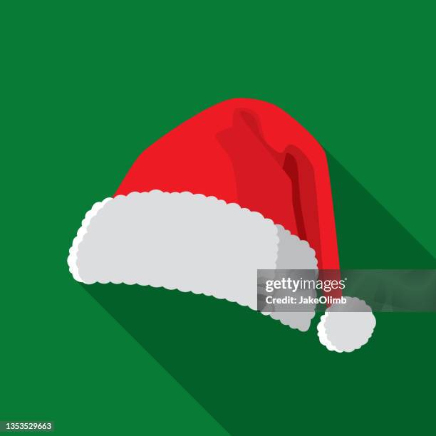 christmas hat icon flat - velvet hat stock illustrations