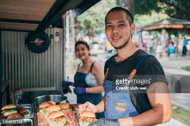 food cart owner portrait - taiwan business stock pictures, royalty-free photos & images