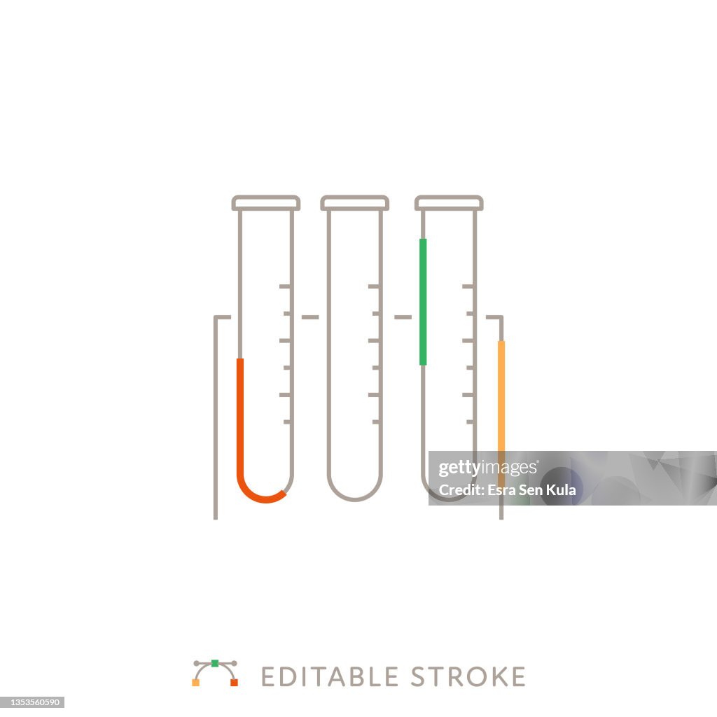 Test Tube Multicolor Line Icon with Editable Stroke