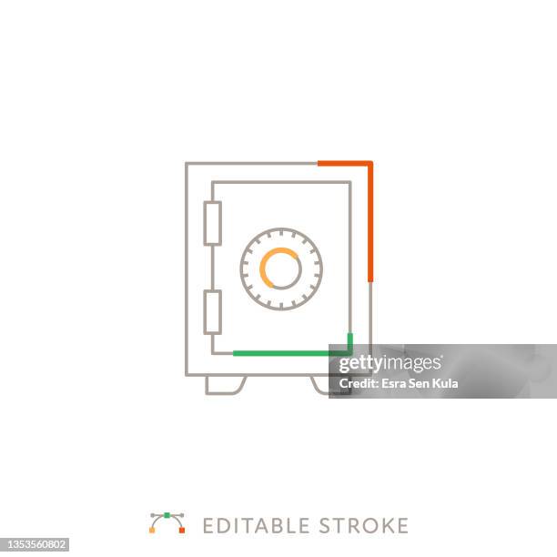 safe deposit box multicolor line icon with editable stroke - unlocking value stock illustrations