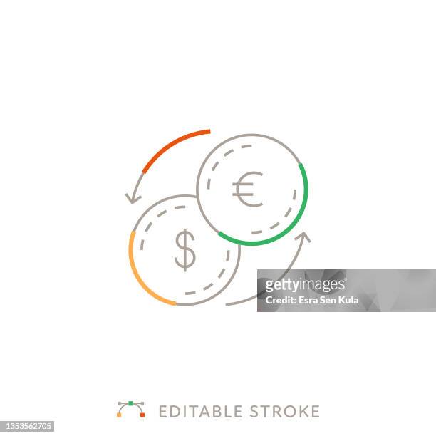 currency exchange multicolor line icon with editable stroke - two tone stock illustrations
