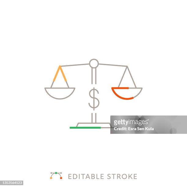 financial balance multicolor line icon with editable stroke - fair wages stock illustrations