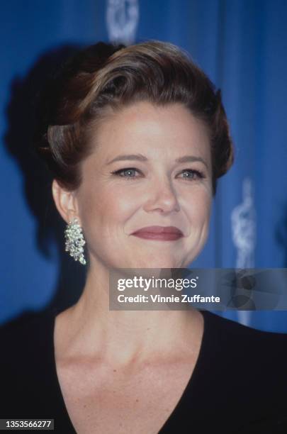 American actress Annette Bening in the press room of the 64th Academy Awards, held at the Dorothy Chandler Pavilion, Los Angeles Music Center in Los...