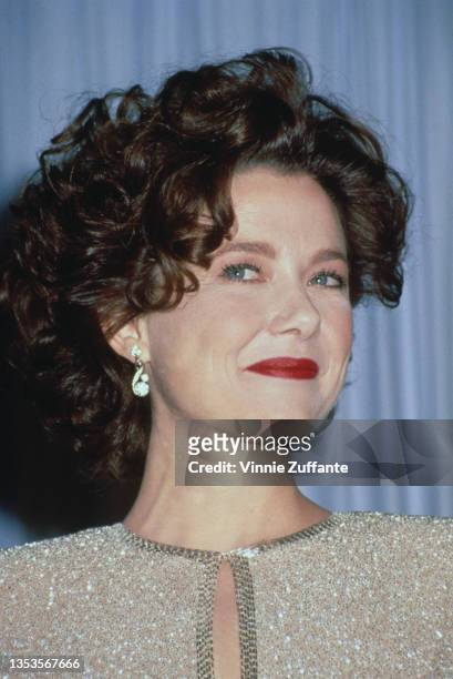 American actress Annette Bening in the press room of the 63rd Academy Awards, held at the Shrine Auditorium in Los Angeles, California, 25th March...