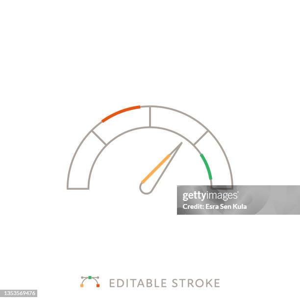 credit score multicolor line icon with editable stroke - gauge stock illustrations