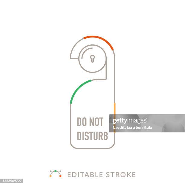 do not disturb multicolor line icon with editable stroke - door knob stock illustrations