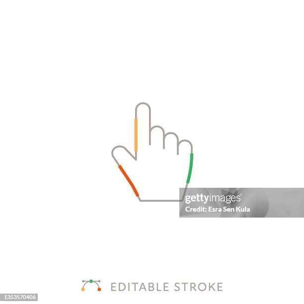click hand multicolor line icon with editable stroke - computer mouse hand drawn stock illustrations
