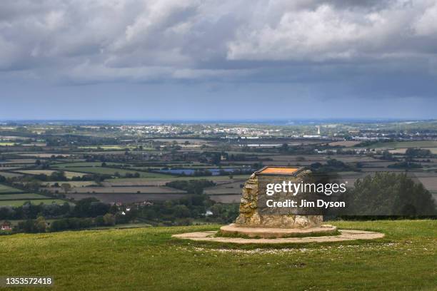 View from Ivinghoe Beacon in the Chiltern Hills on October 01, 2021 in Dunstable, England.