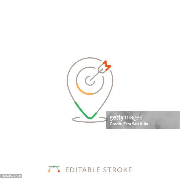 location targeting multicolor line icon with editable stroke - two tone stock illustrations