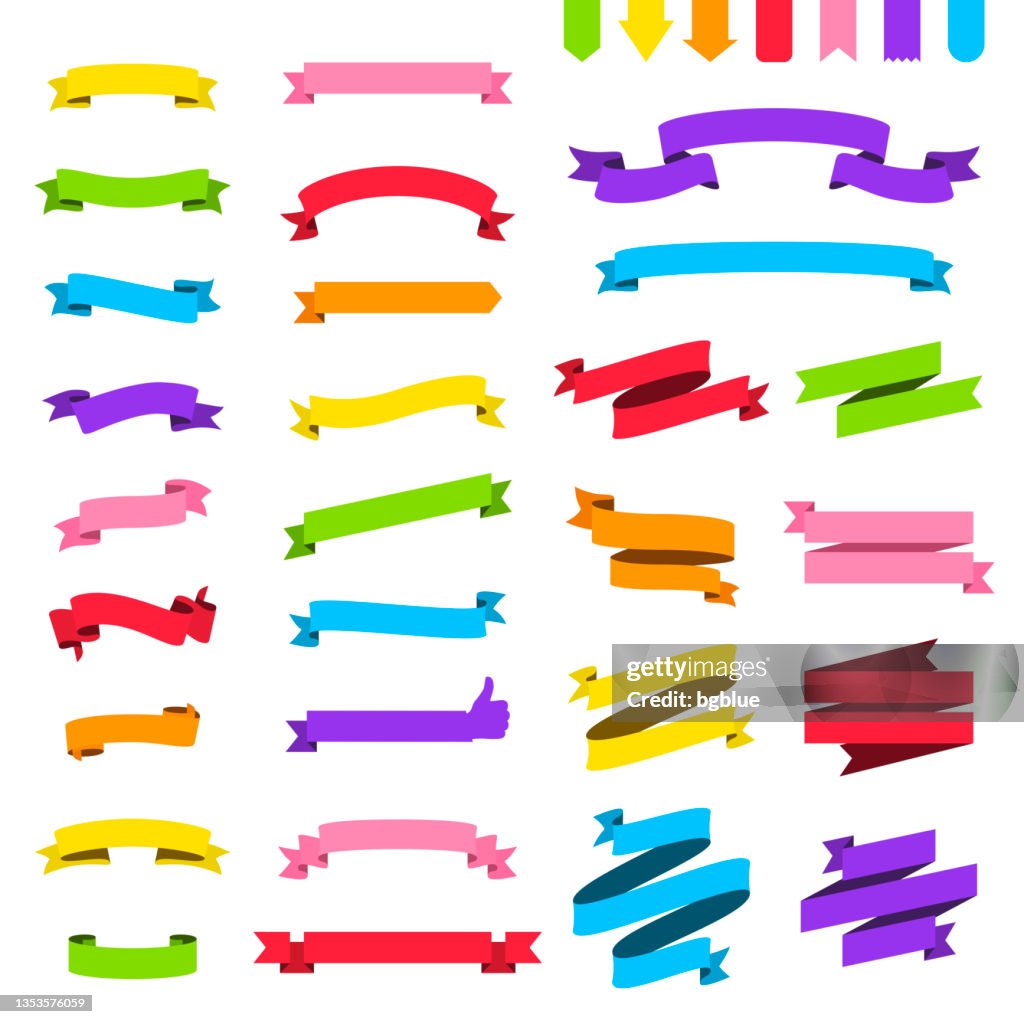 Craft Ribbon Banner Set Of Colorful Ribbons Banners Design Elements On White Background ...