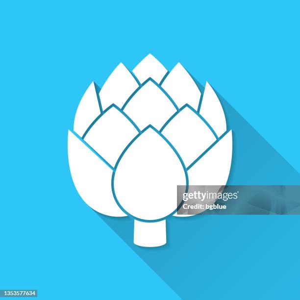 artichoke. icon on blue background - flat design with long shadow - artichoke simple stock illustrations