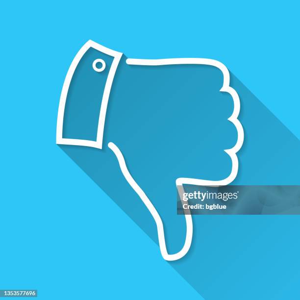 thumb down. icon on blue background - flat design with long shadow - white instagram logo stock illustrations