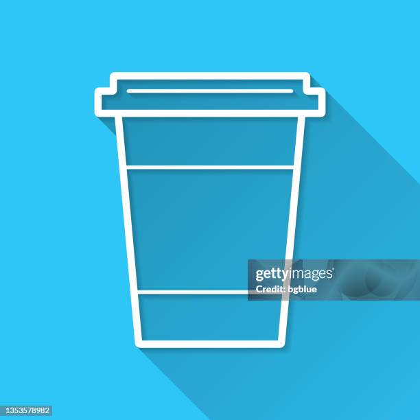 disposable cup. icon on blue background - flat design with long shadow - milkshake isolated stock illustrations