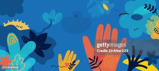 accept yourself konzept - caring hands stock-grafiken, -clipart, -cartoons und -symbole