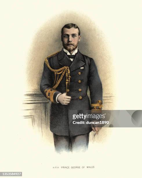 prince george of wales, in royal navy uniform, later king george v - george v of great britain stock illustrations