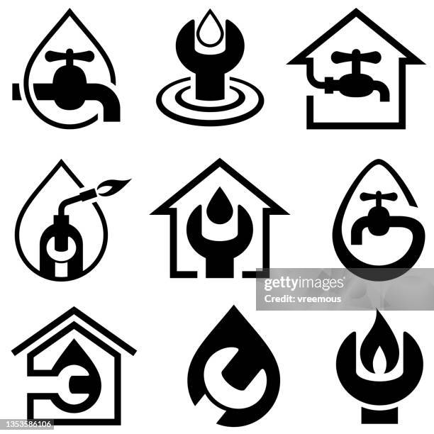 plumbing, services and repair icons - plumber 幅插畫檔、美工圖案、卡通及圖標