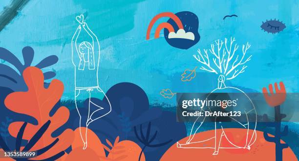 find peace every day with mindfulness - eyes closed stock illustrations