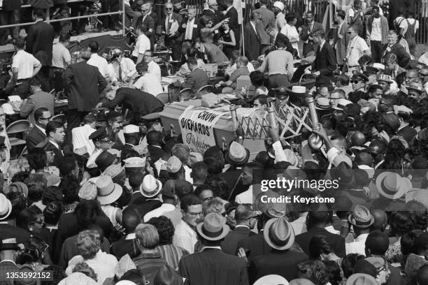 Close up of demonstrators at the March on Washington for Jobs and Freedom, Washington DC, US, 28th August 1963.