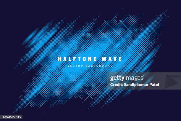 abstract blue half tone wavy polka dots pattern - vitality stock illustrations