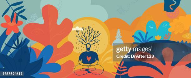 mindfulness abstract concept - vantage point stock illustrations