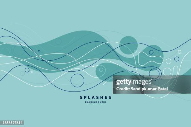 ilustrações, clipart, desenhos animados e ícones de pôster brilhante com ondas dinâmicas. ilustração estilo plano mínimo - desenho de ondas