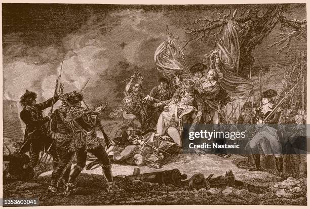 death of general montgomery in battle of quebec 1775 - montgomery alabama stock illustrations